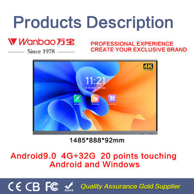 H11 65 Inch Multimedia Interactive Whiteboard Multi Gesture Monitor Meeting